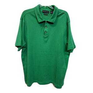 R & R Casual Lg Short Sleeve Polo Shirt Green 100% Pima Cotton Men